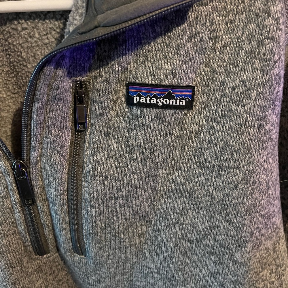 Patagonia Gray Zip Up Sweater with Textured Knit